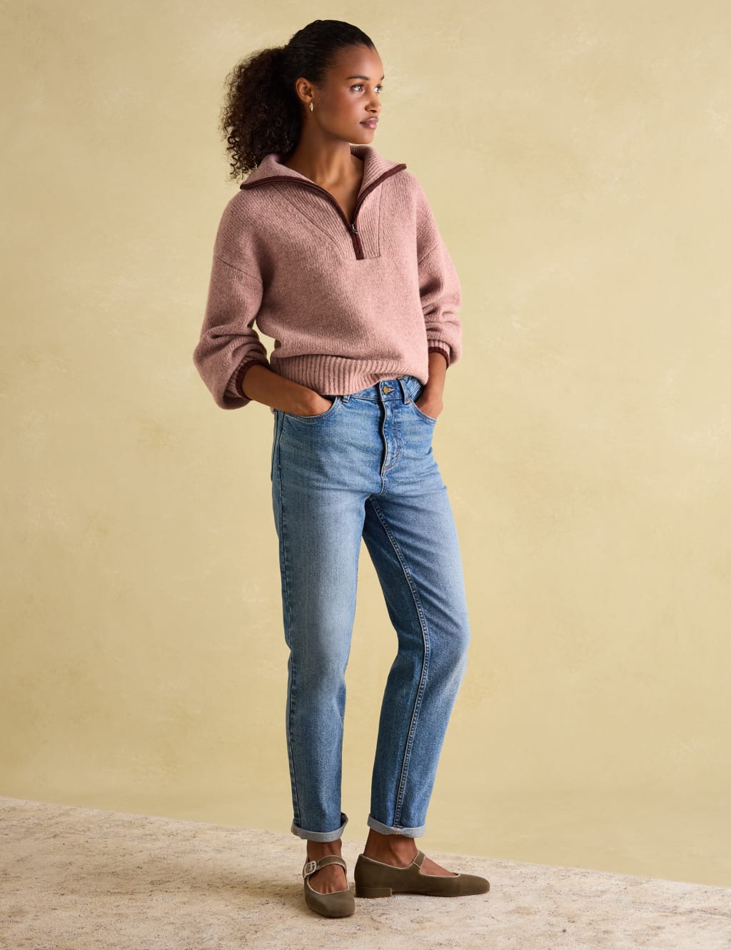 Textured Funnel Neck Half Zip Jumper 3 of 7