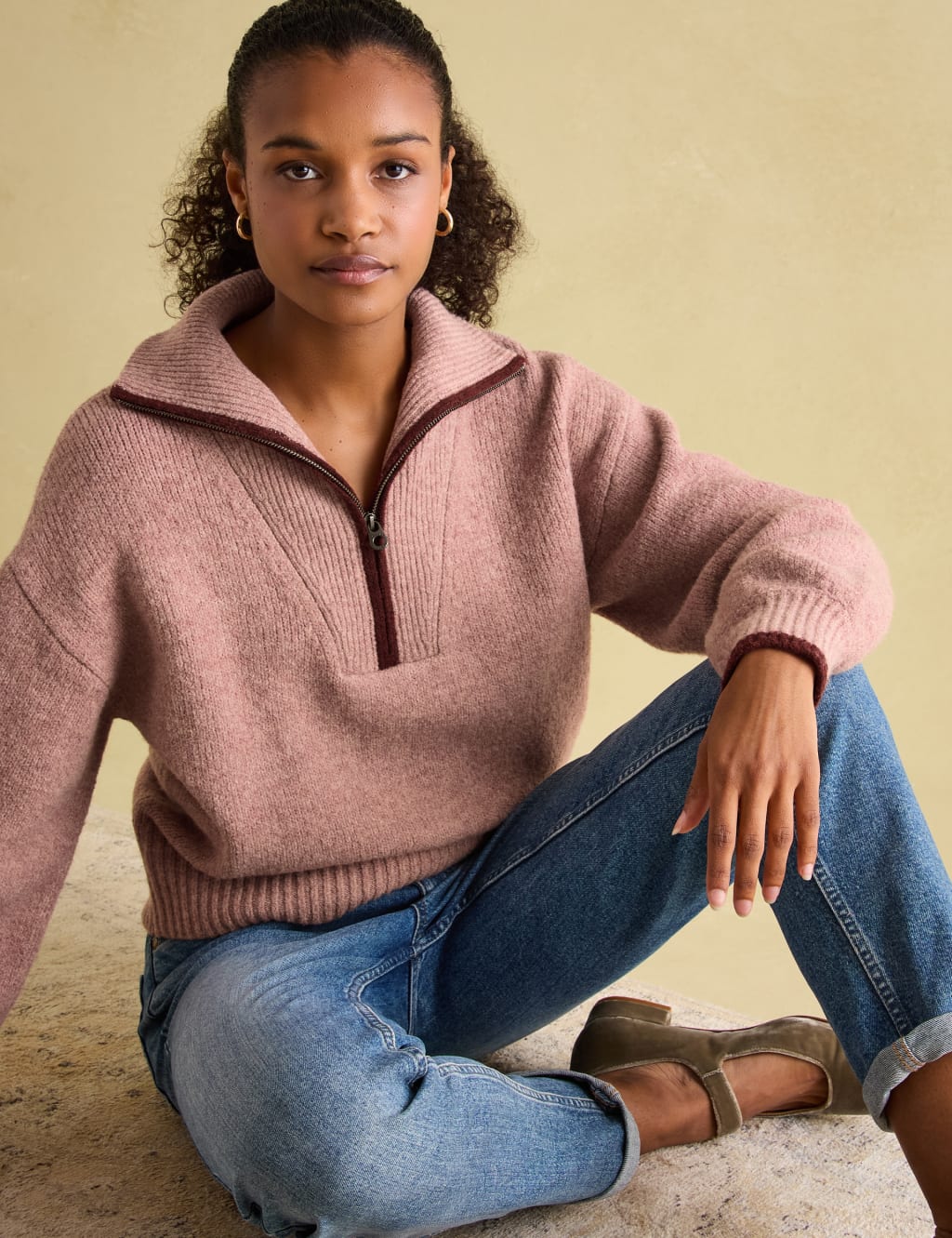 Textured Funnel Neck Half Zip Jumper 4 of 7