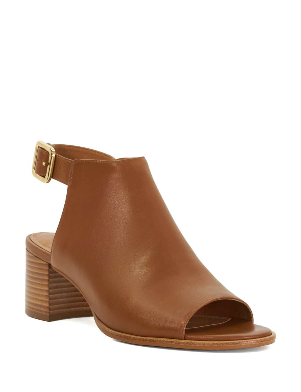 Leather Block Heel Peep Toe Sandals 4 of 6