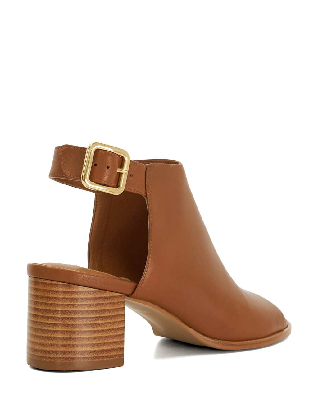 Leather Block Heel Peep Toe Sandals 5 of 6