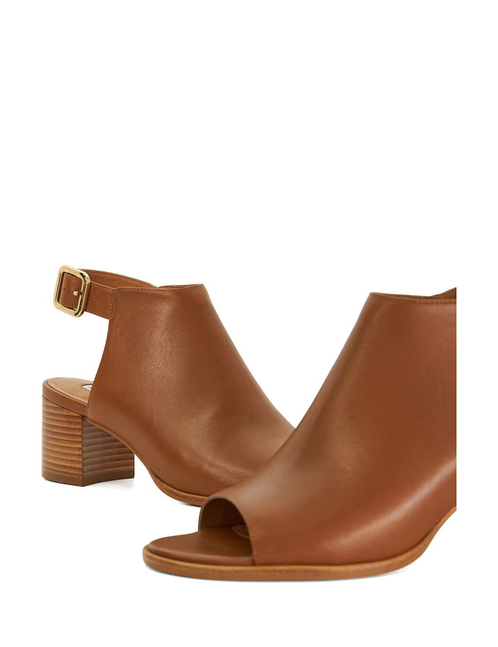 Leather Block Heel Peep Toe Sandals 6 of 6