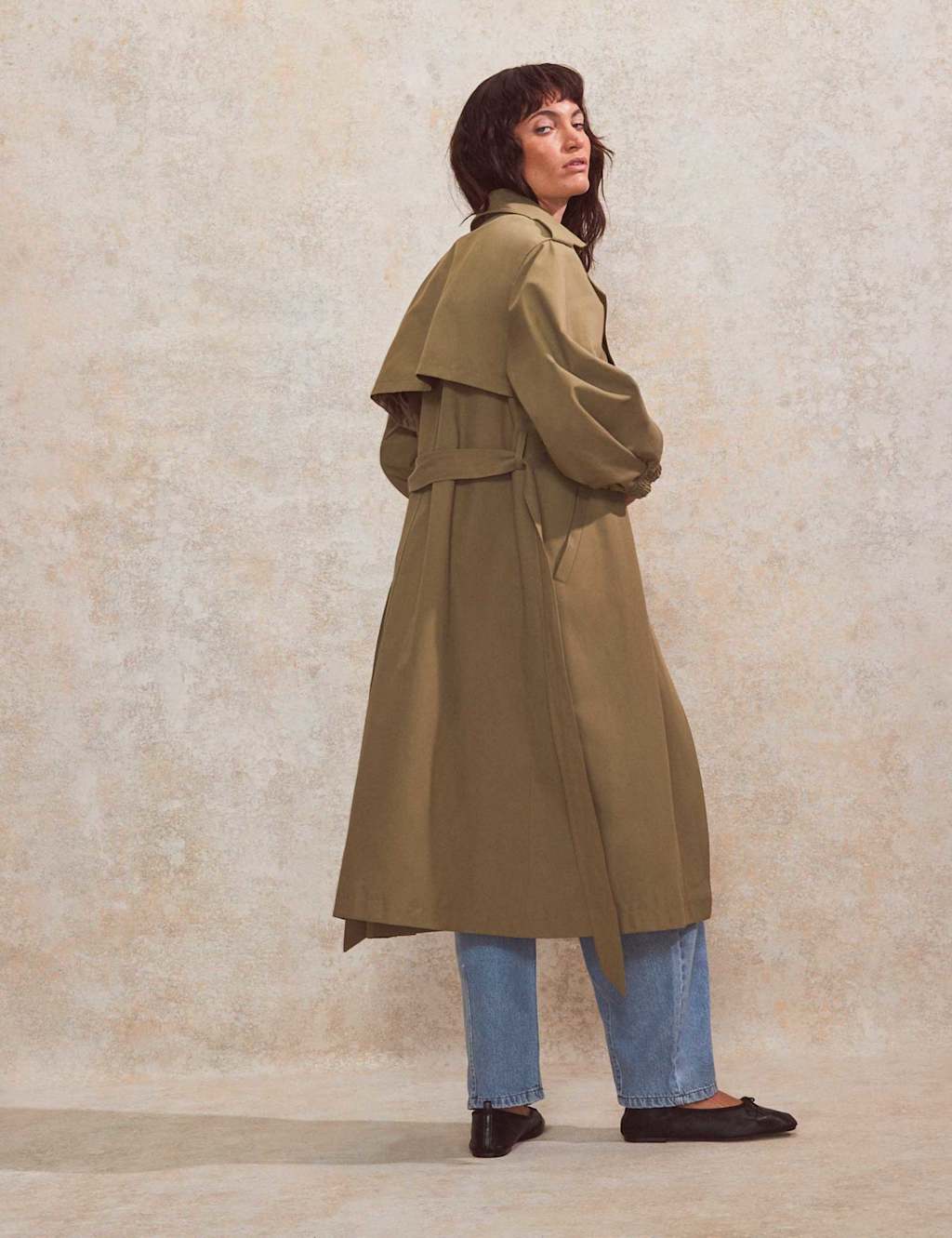 Cotton Blend Longline Trench Coat