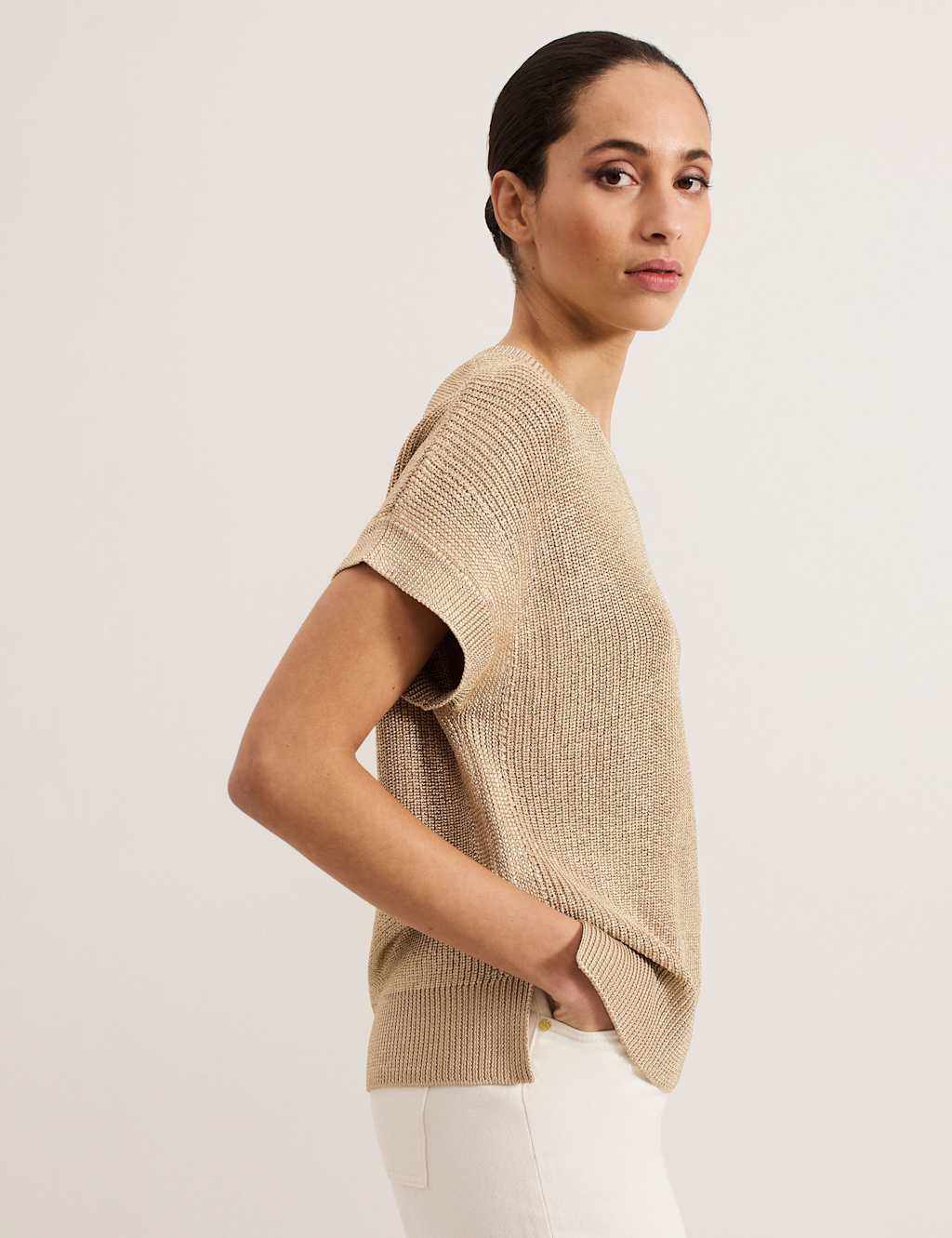 Metallic Textured Round Neck Jumper 4 of 7