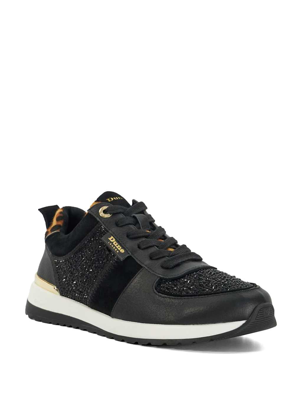 Leather Leopard Print Lace Up Trainers 3 of 6