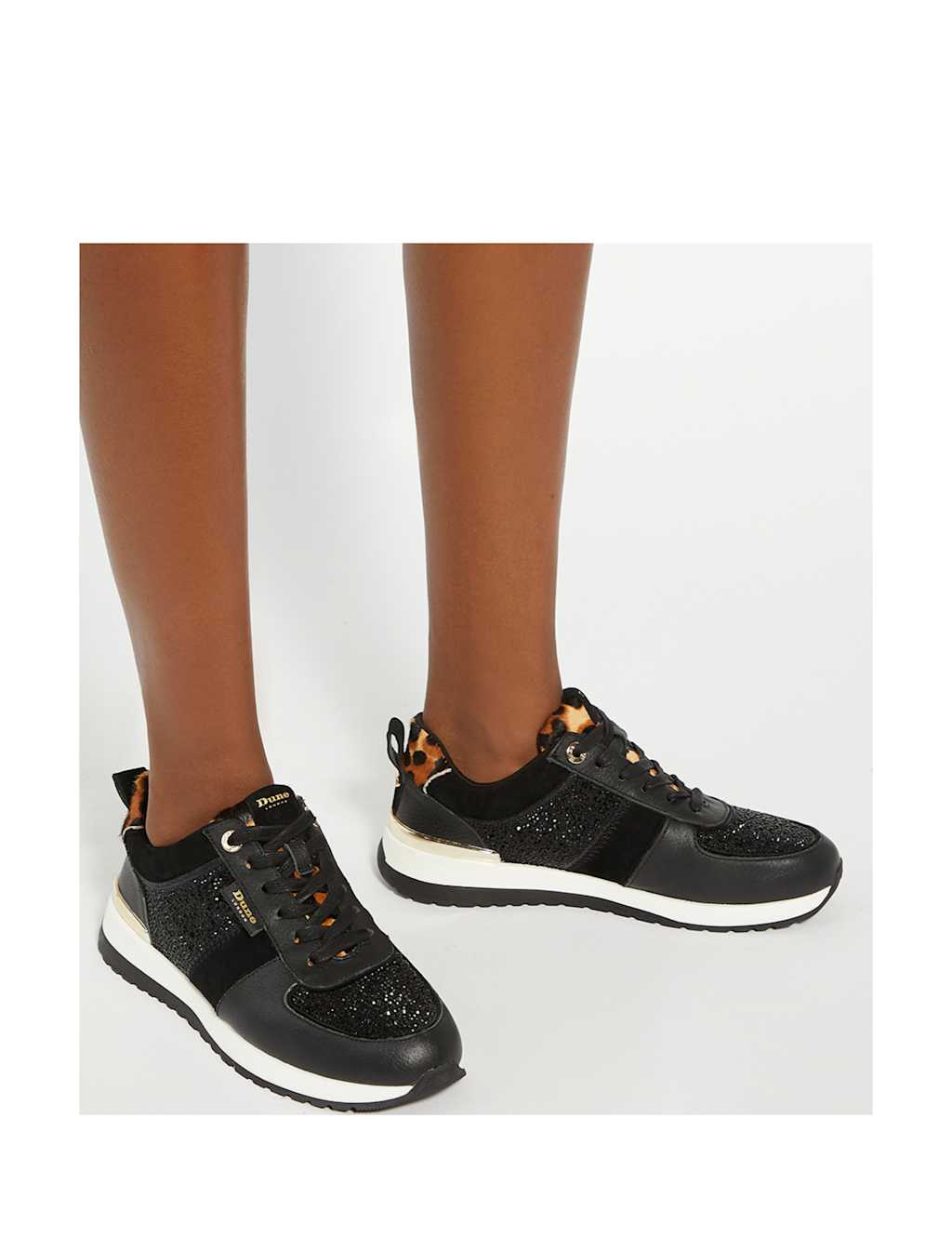 Leather Leopard Print Lace Up Trainers 2 of 6