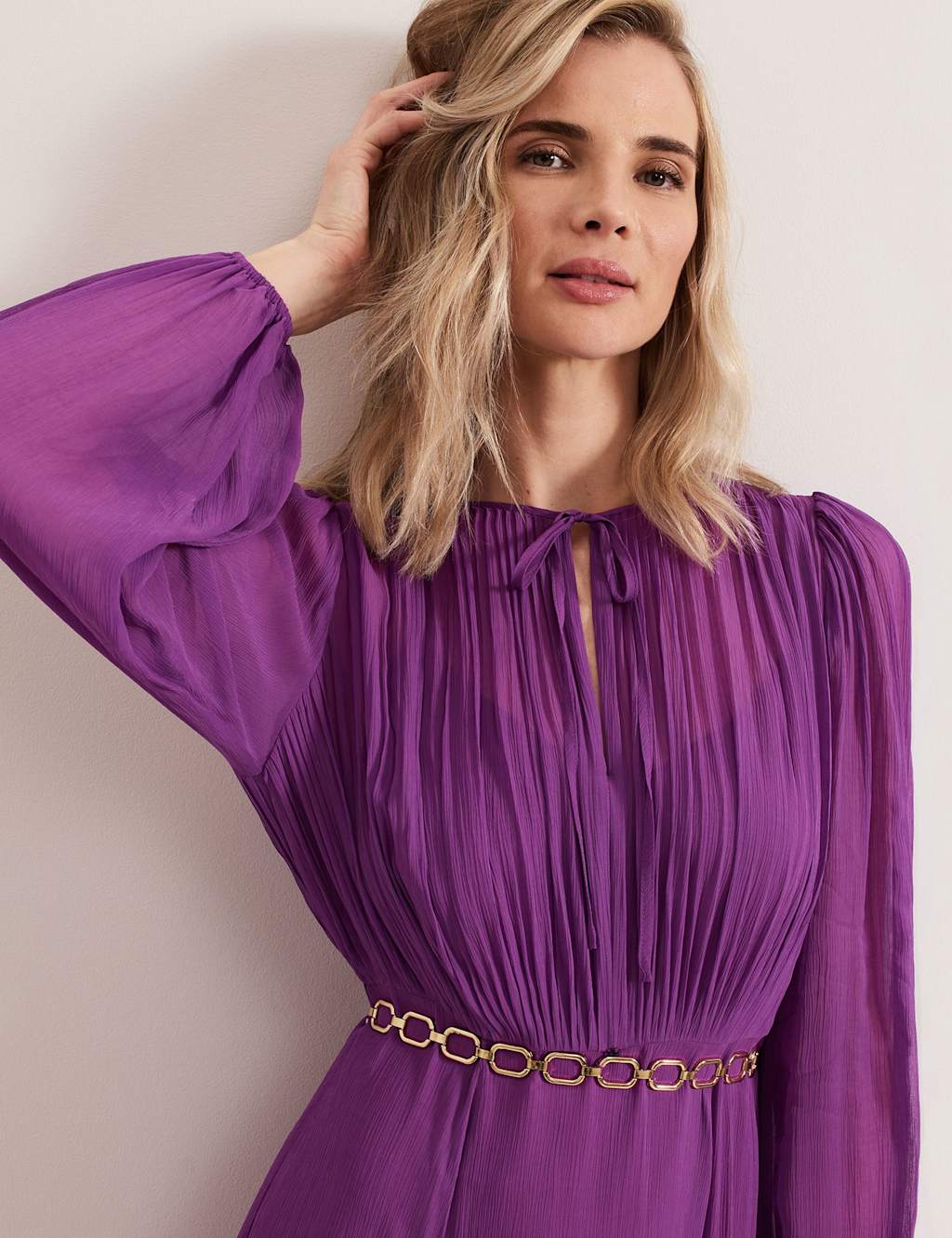 Tie Neck Maxi Waisted Dress 3 of 7