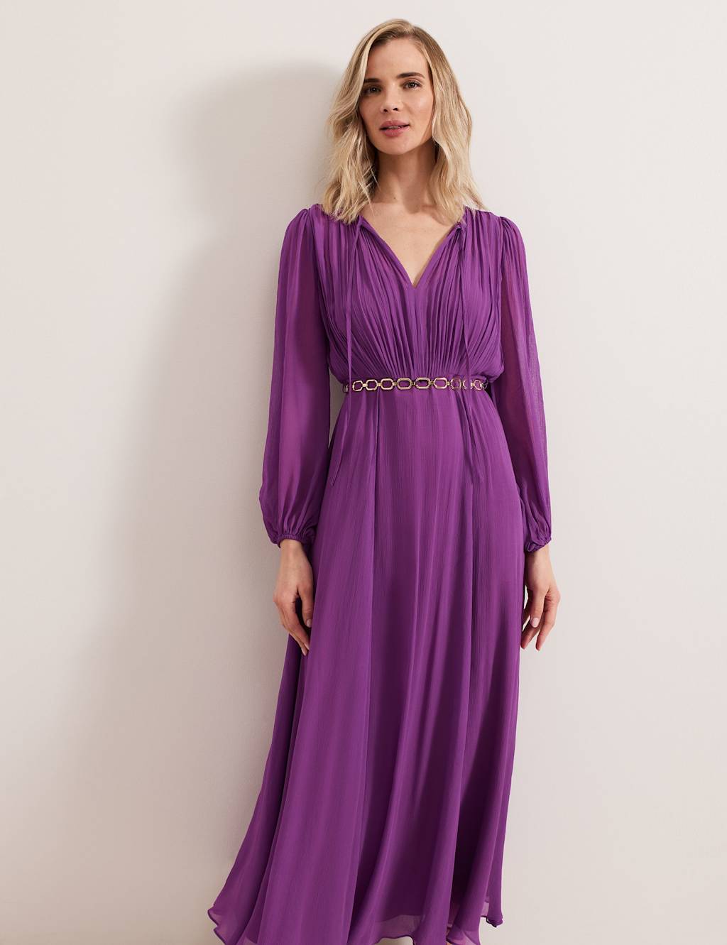 Tie Neck Maxi Waisted Dress 4 of 7