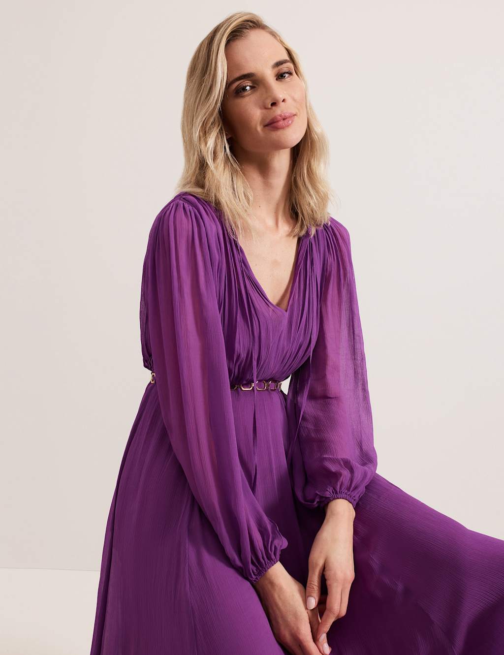 Tie Neck Maxi Waisted Dress 6 of 7