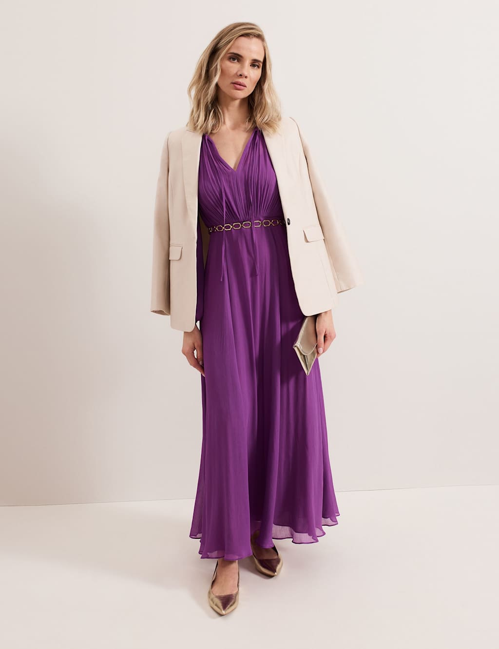 Tie Neck Maxi Waisted Dress 7 of 7