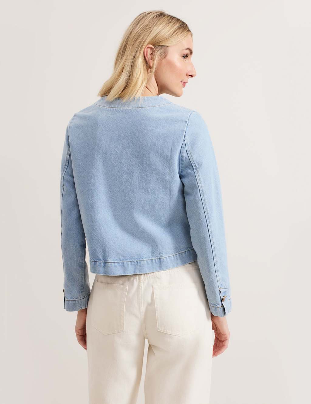 Pure Cotton Denim Collarless Jacket 6 of 6