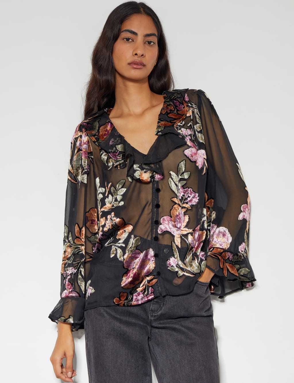 Sheer patterned top store