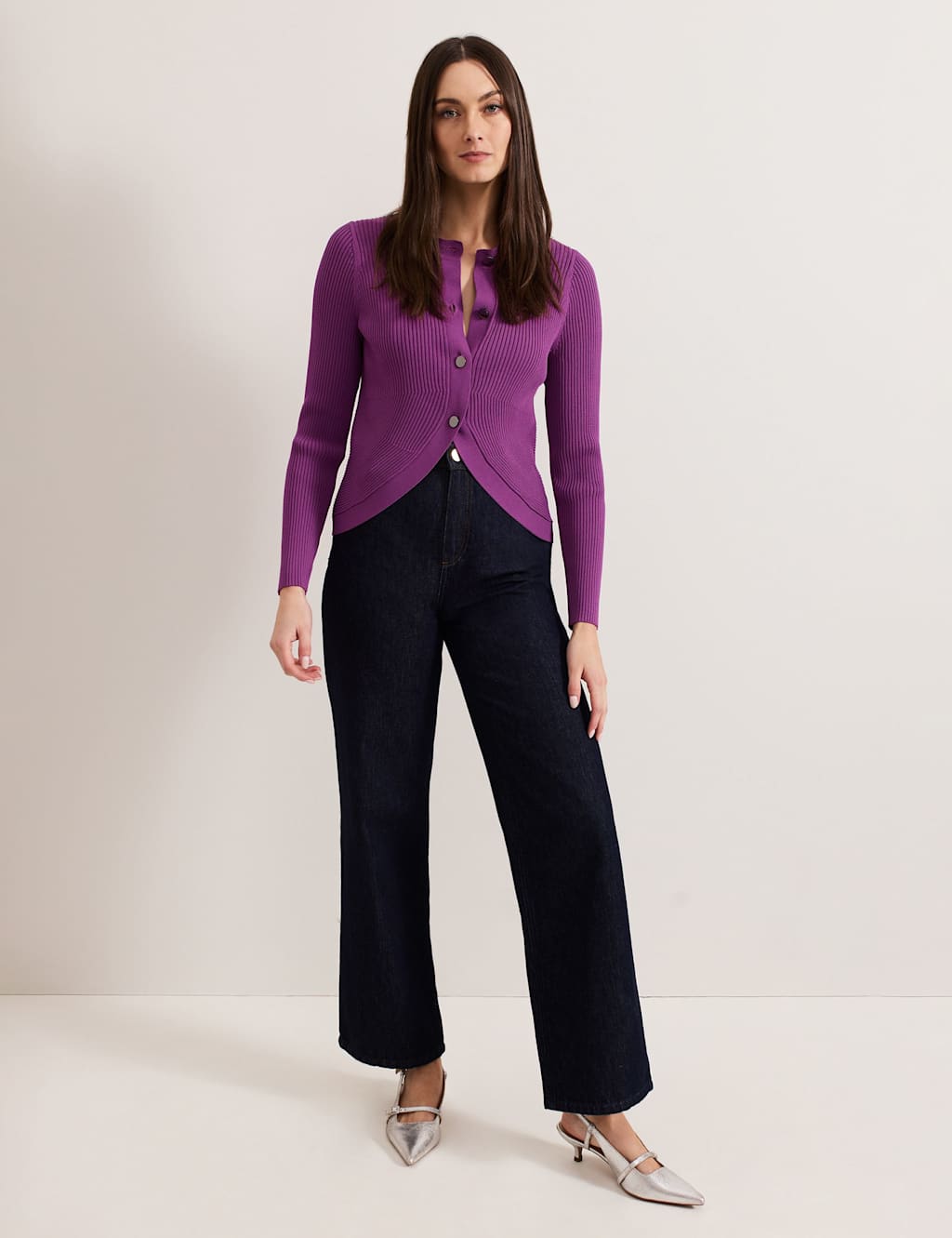 Textured Button Front Cardigan 3 of 5