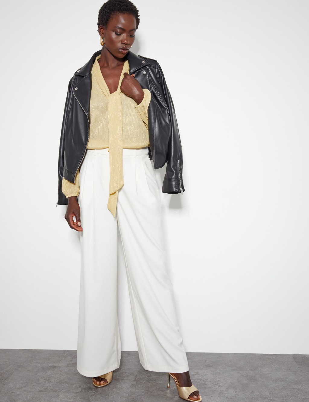 Plissé Sparkly Tie Neck Blouse | Monsoon | M&S
