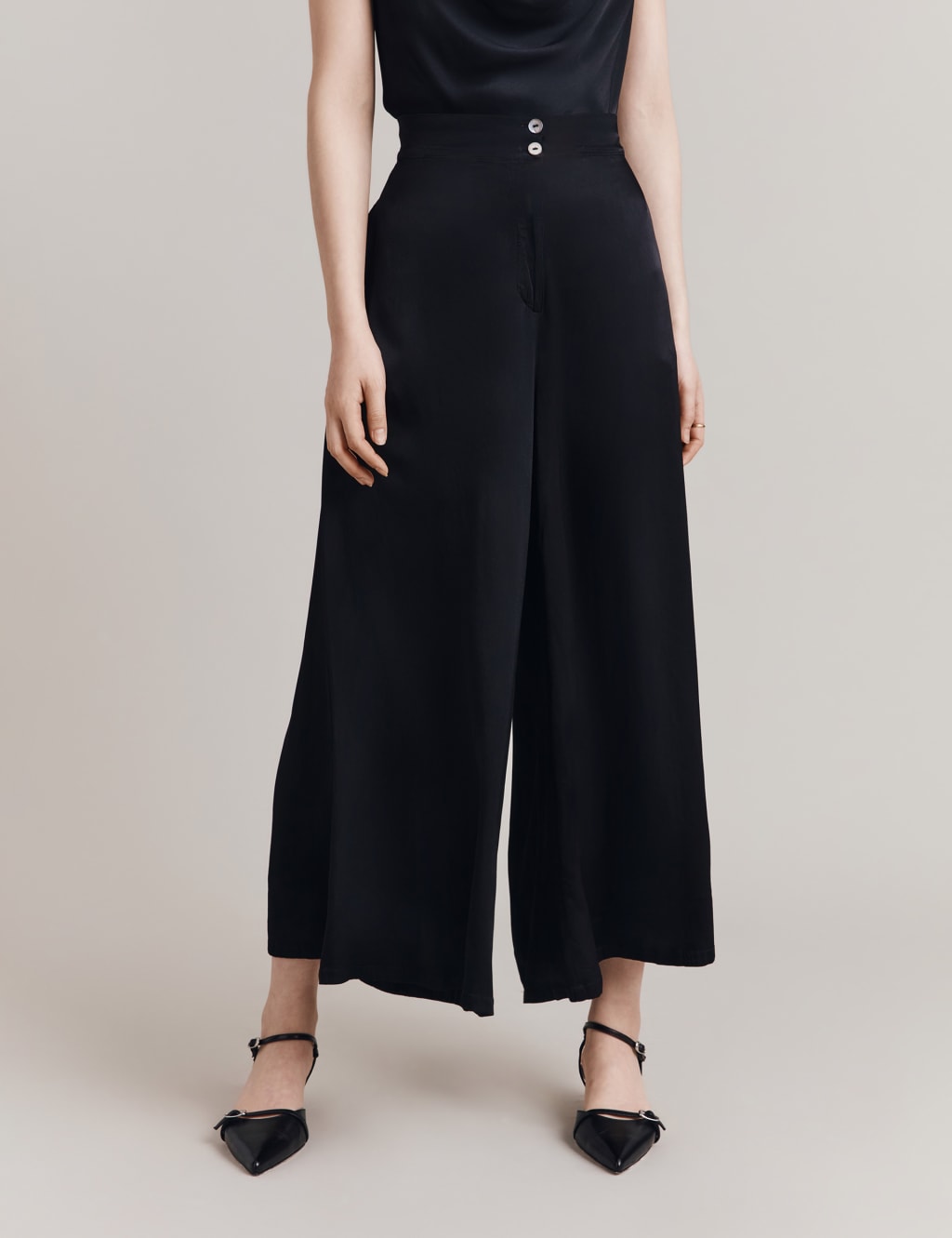 Satin Wide Leg Cropped Trousers Ghost M S