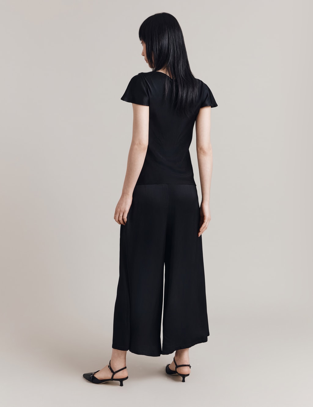Satin Wide Leg Cropped Trousers Ghost M S