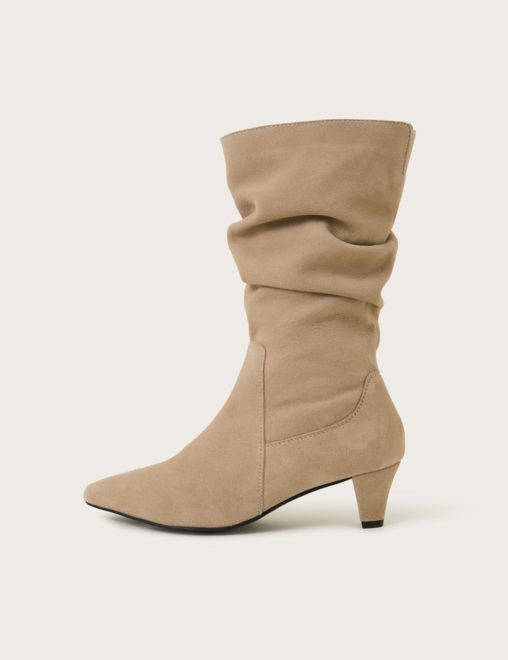 Suede Ruched Kitten Heel Boots Monsoon M S
