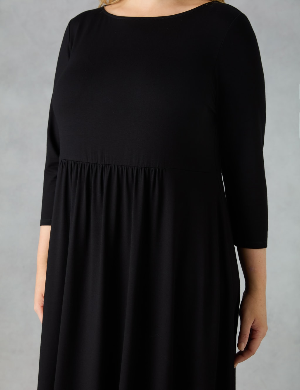 Jersey Slash Neck Midi Swing Dress 4 of 4