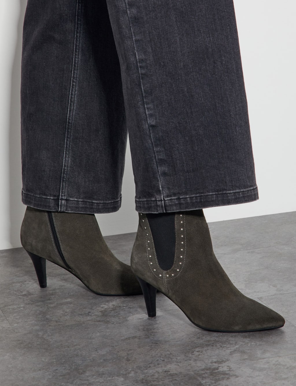 Lizzie black suede studded ankle boots sales