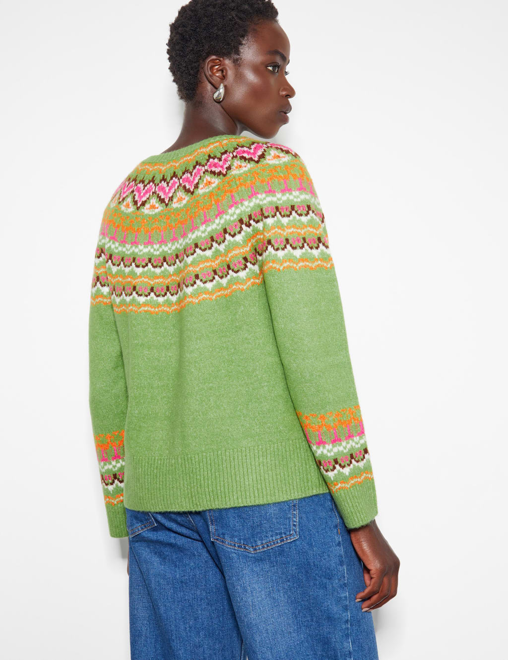 Fair Isle Crew Neck Cardigan Monsoon M S