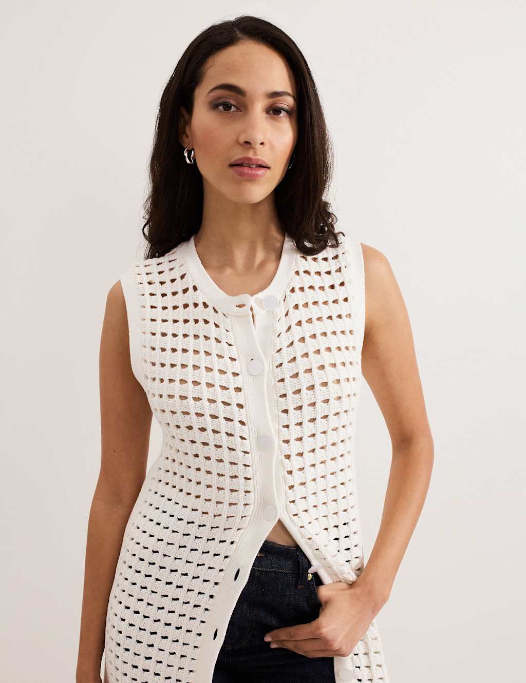 Pure Cotton Textured Longline Cardigan 4 of 7