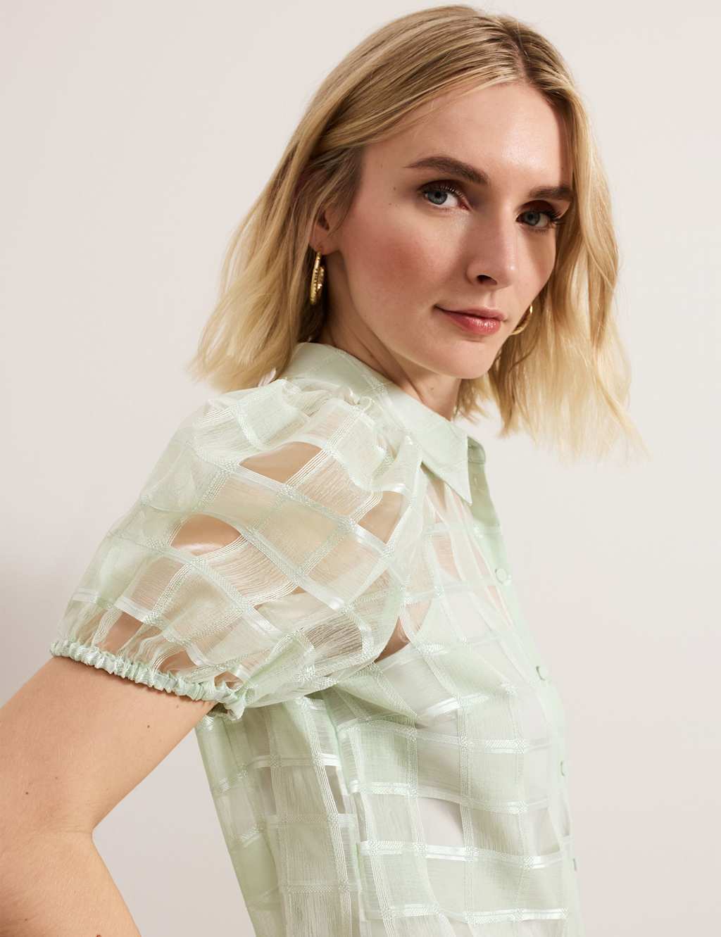 Checked Puff Sleeve Blouse 5 of 7