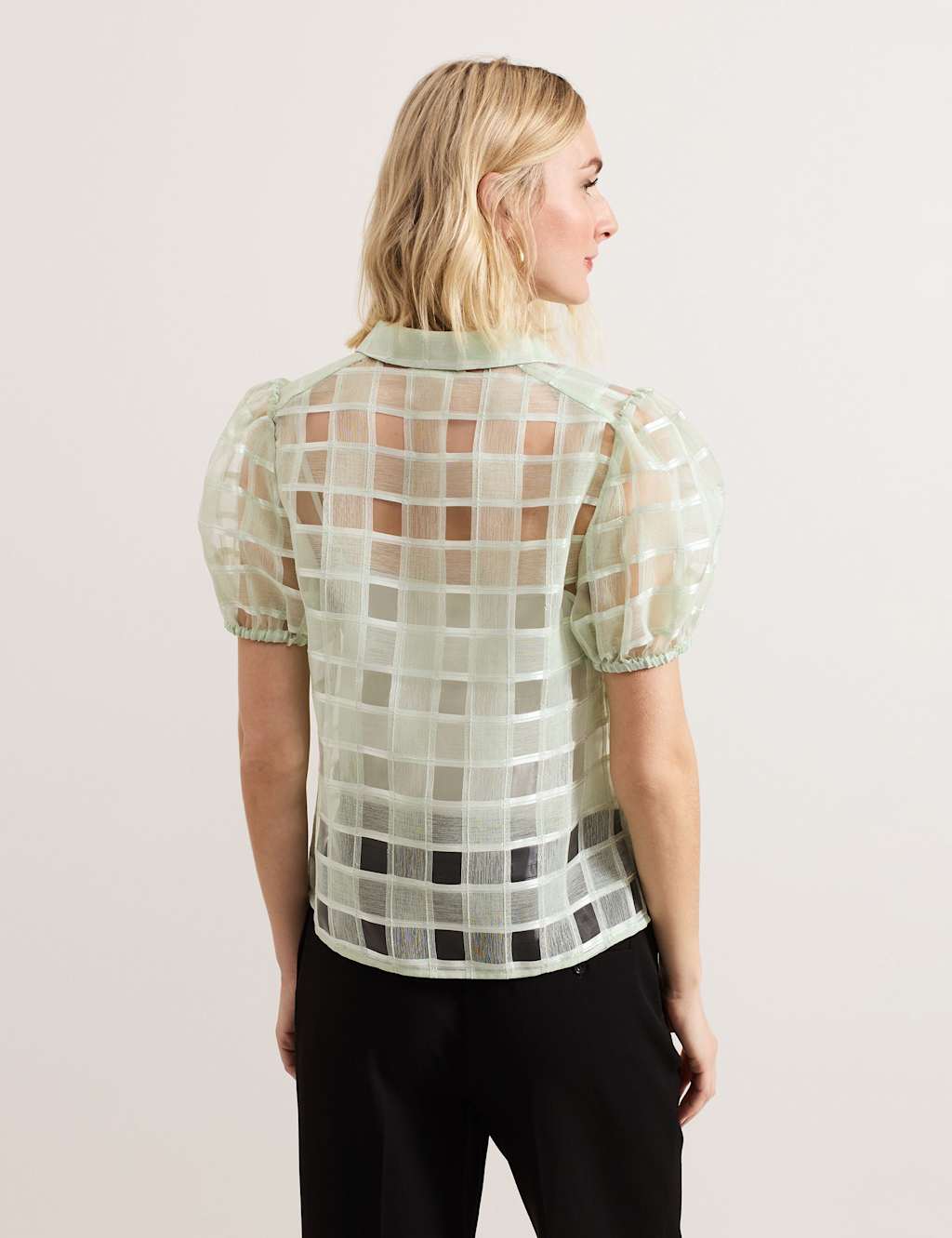 Checked Puff Sleeve Blouse 7 of 7