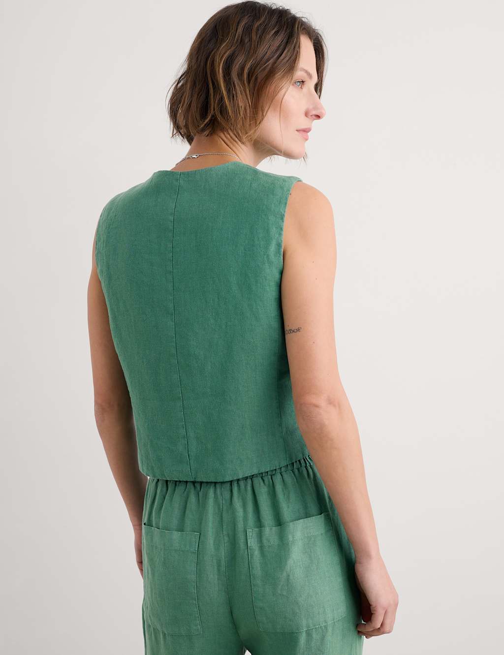 Pure Linen Single Breasted Waistcoat 3 of 4