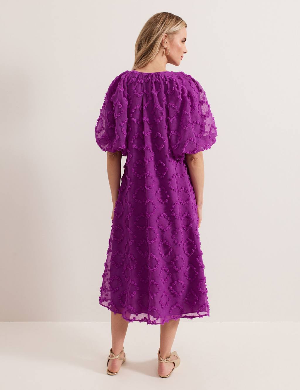 Textured Tie Neck Midi Smock Dress 8 of 8
