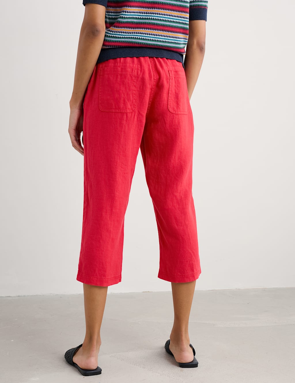 Pure Linen Straight Leg Cropped Trousers 4 of 4