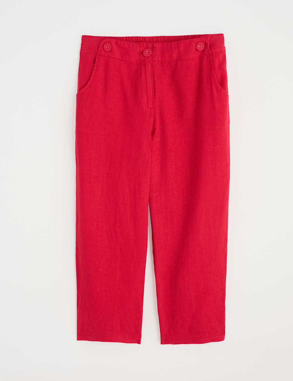 Pure Linen Straight Leg Cropped Trousers 2 of 4