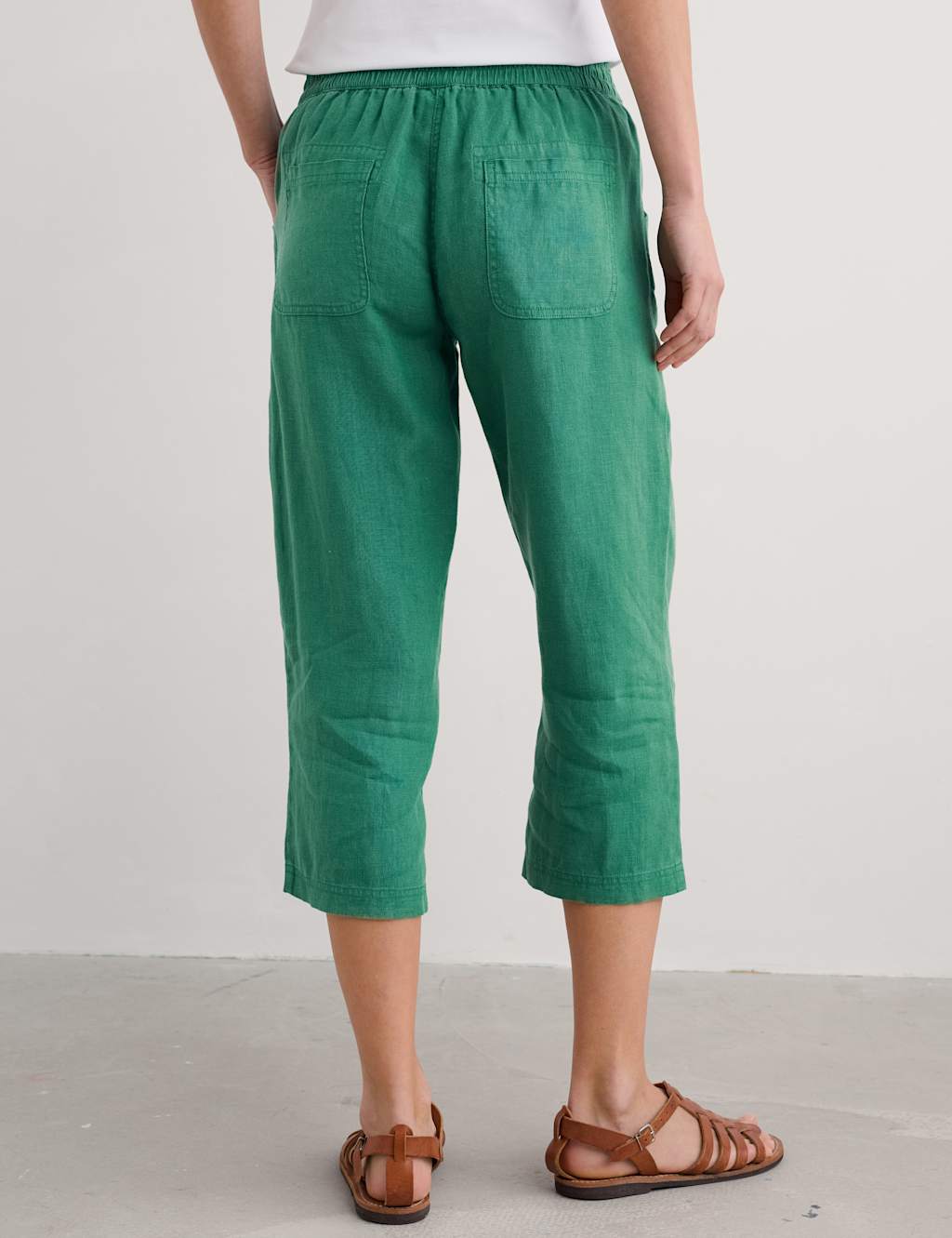 Pure Linen Straight Leg Cropped Trousers 4 of 4