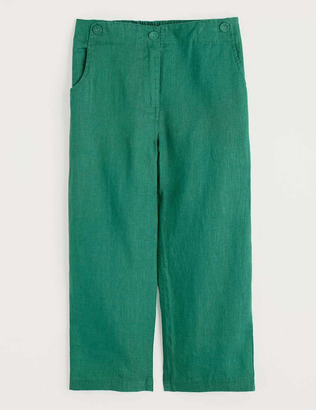 Pure Linen Straight Leg Cropped Trousers 2 of 4