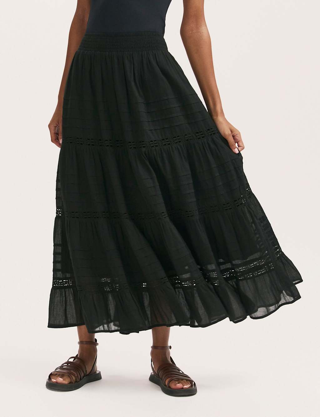 Pure Cotton Voile Midiaxi Tiered Skirt 2 of 5