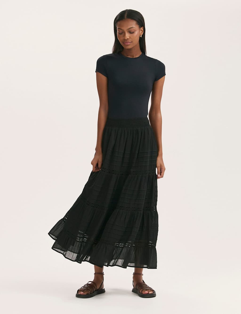 Pure Cotton Voile Midiaxi Tiered Skirt 4 of 5