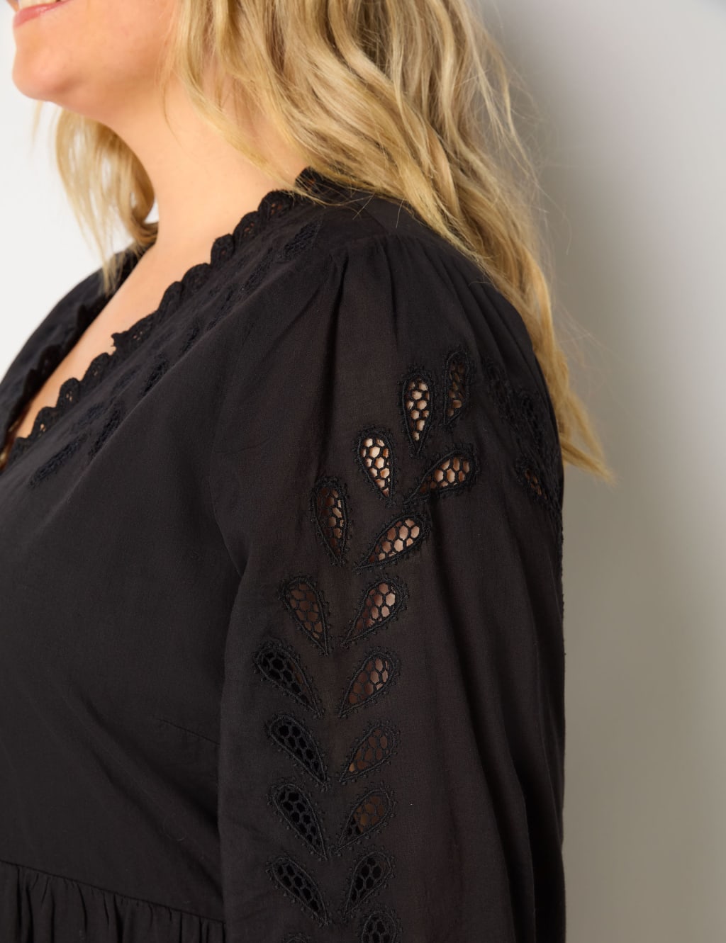 Pure Cotton Cutwork Detail Tiered Dress | Live Unlimited London | M&S