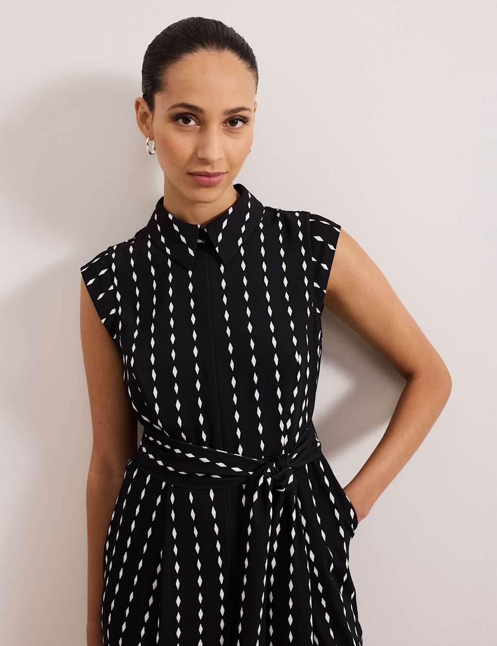 Geometric Belted Cropped Wide Leg Jumpsuit 5 of 8