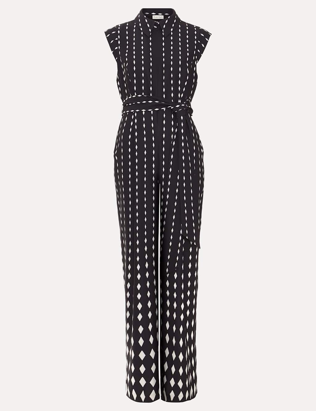 Geometric Belted Cropped Wide Leg Jumpsuit 2 of 8
