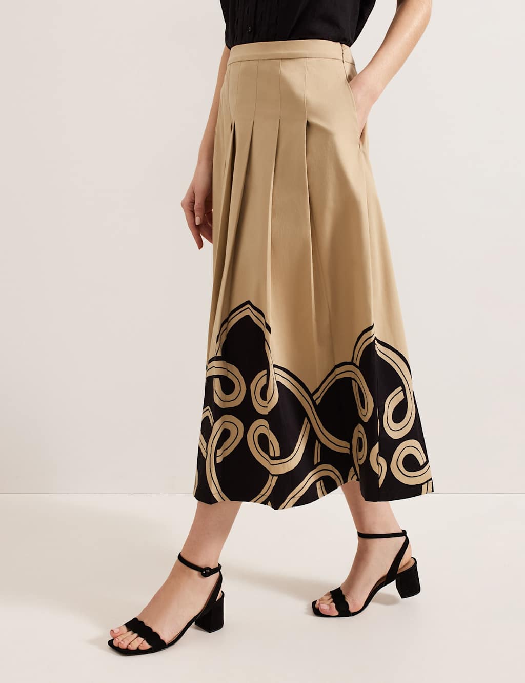 Cotton Rich Printed Midi A-Line Skirt 6 of 7