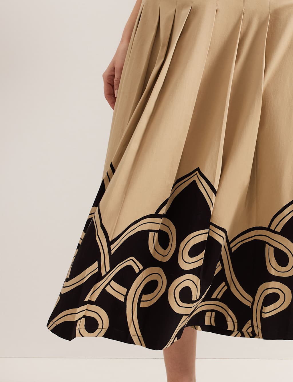 Cotton Rich Printed Midi A-Line Skirt 7 of 7