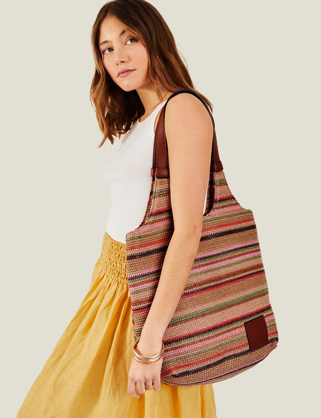 Striped shoulder bag best sale