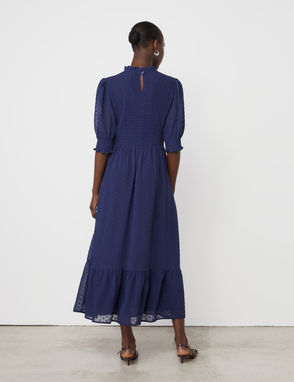Georgette Textured Shirred Midi Tea Dress 4 of 4