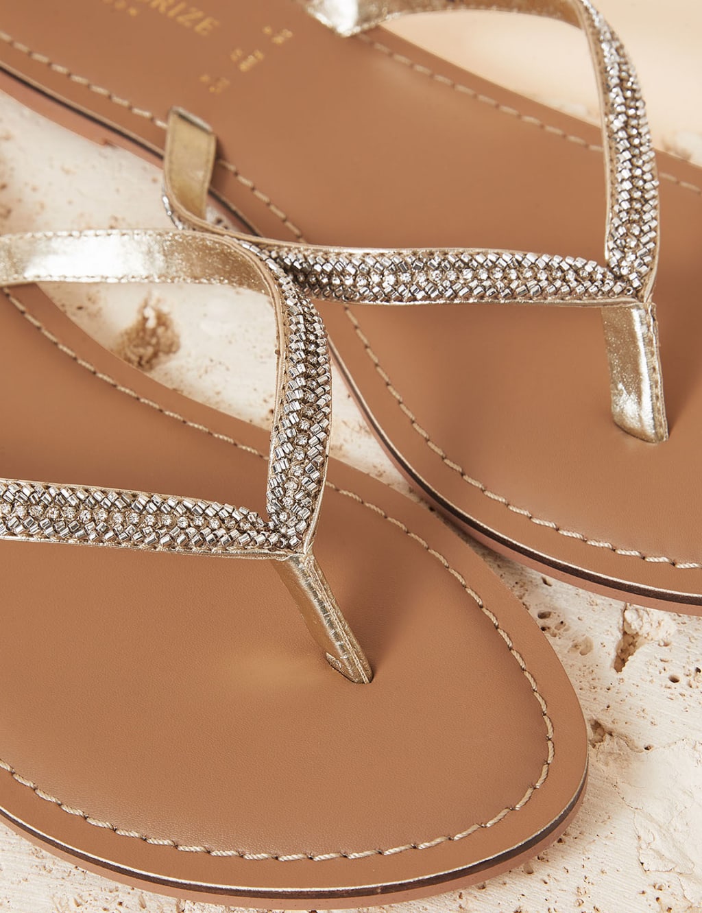 Metallic Embellished Flat Flip Flops 3 of 4