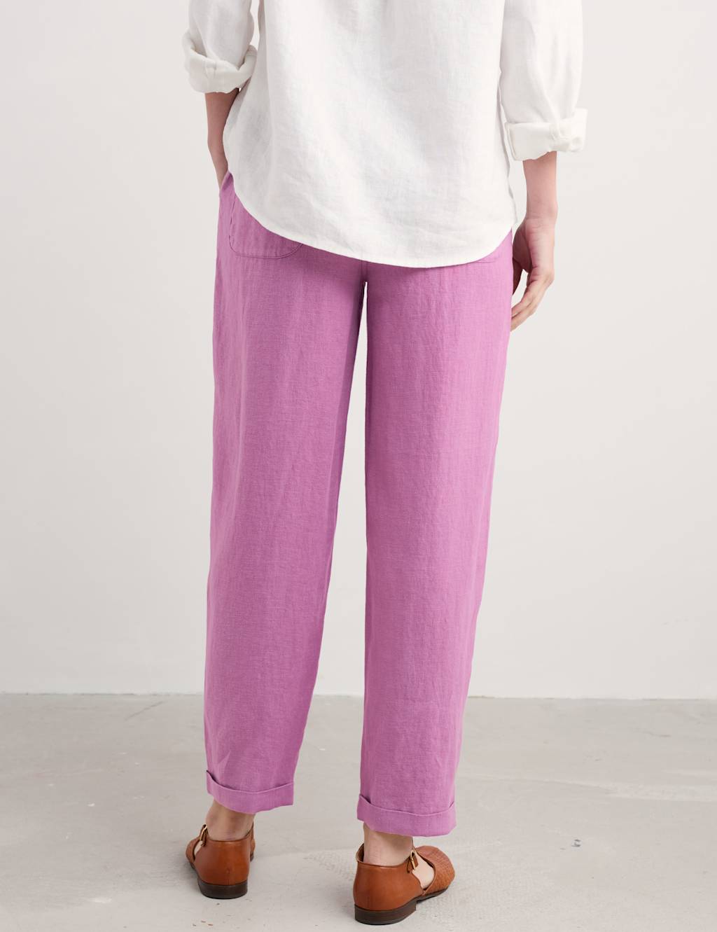 Pure Linen Tapered Cropped Trousers 4 of 4