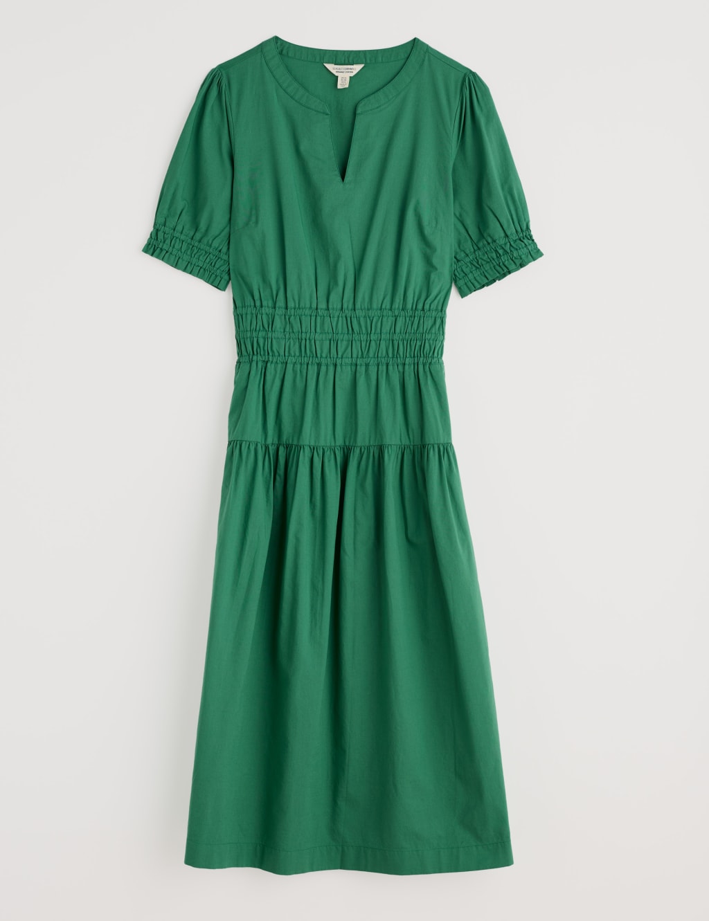 Pure Cotton Notch Neck Midi Waisted Dress 2 of 5