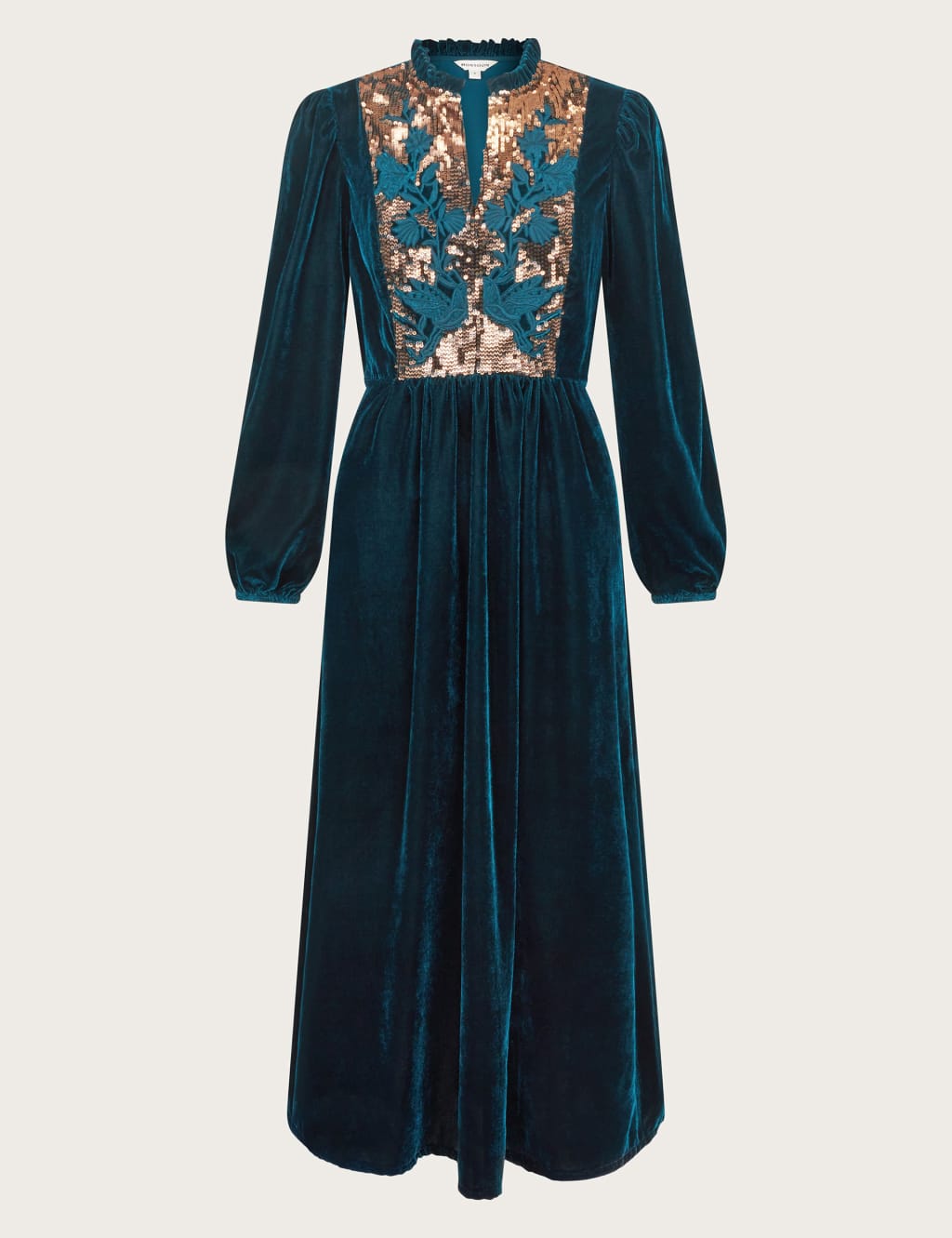 Velvet Embellished V-Neck Maxi Waisted Dress | Monsoon | M&S Velvet Embellished V-Neck Maxi Waisted Dress | Monsoon | M&S