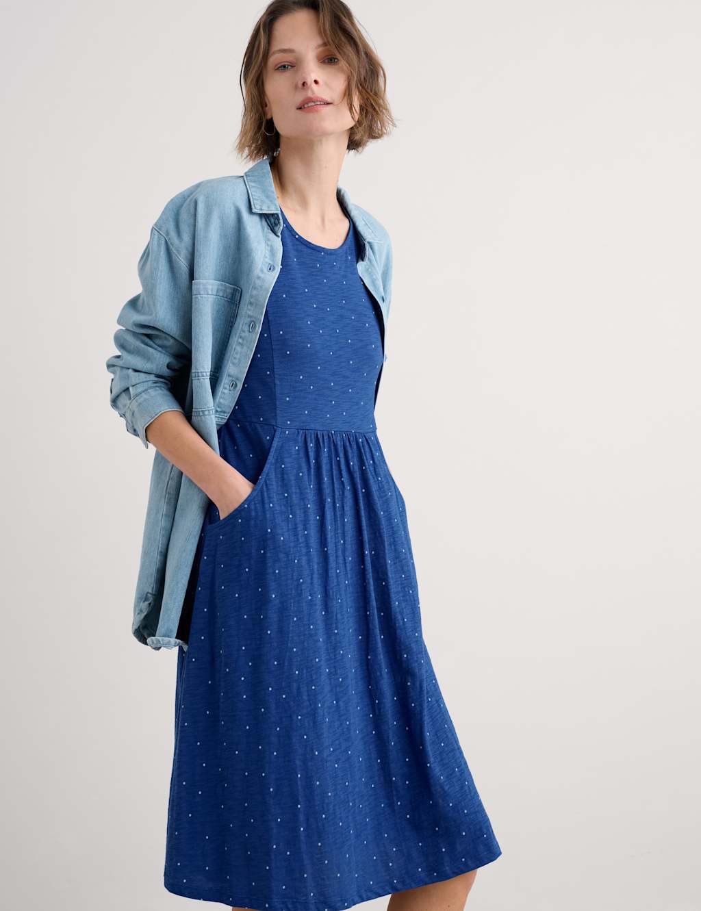 Pure Cotton Jersey Printed Midi Skater Dress 5 of 5