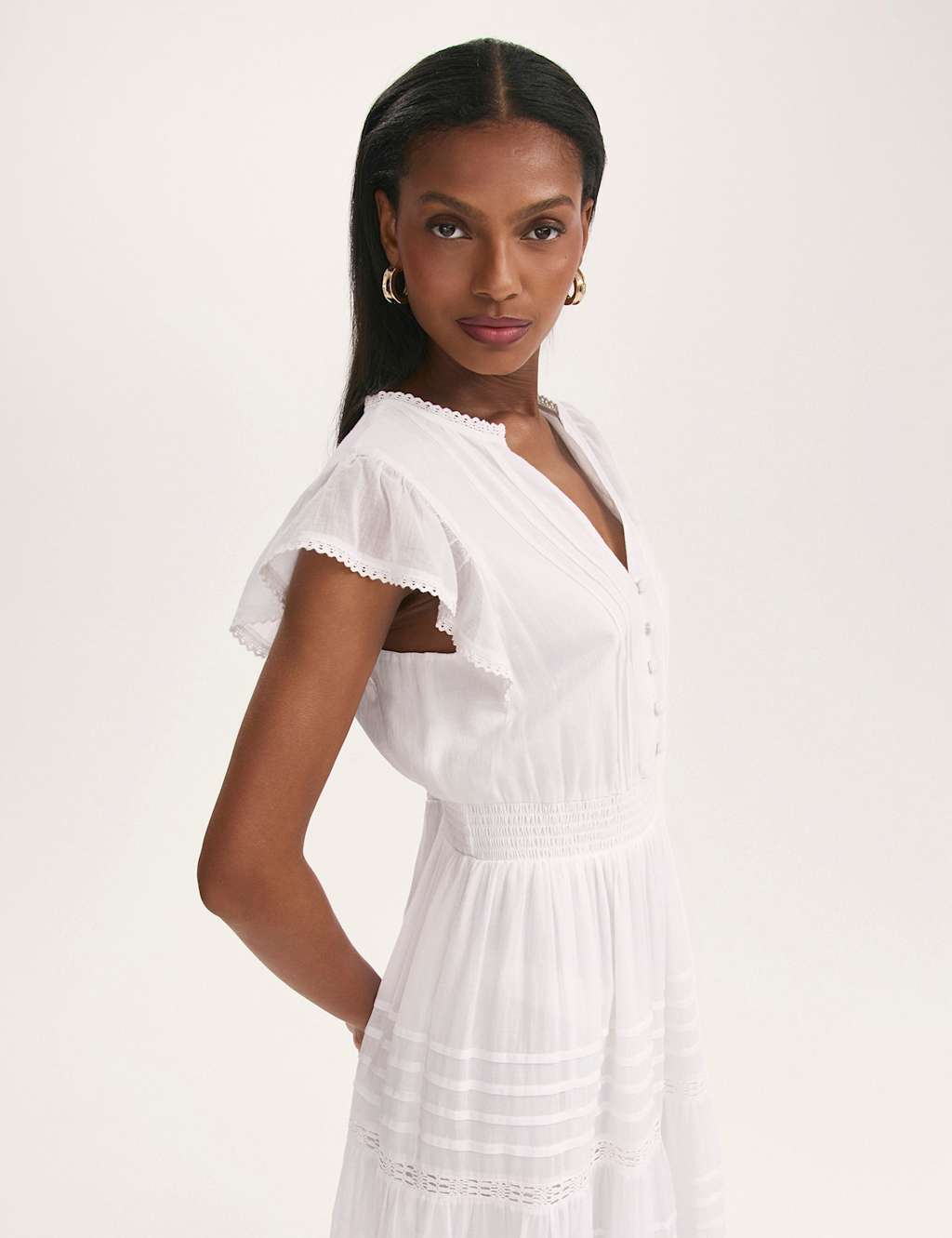 Pure Cotton Midi Tiered Dress 4 of 5