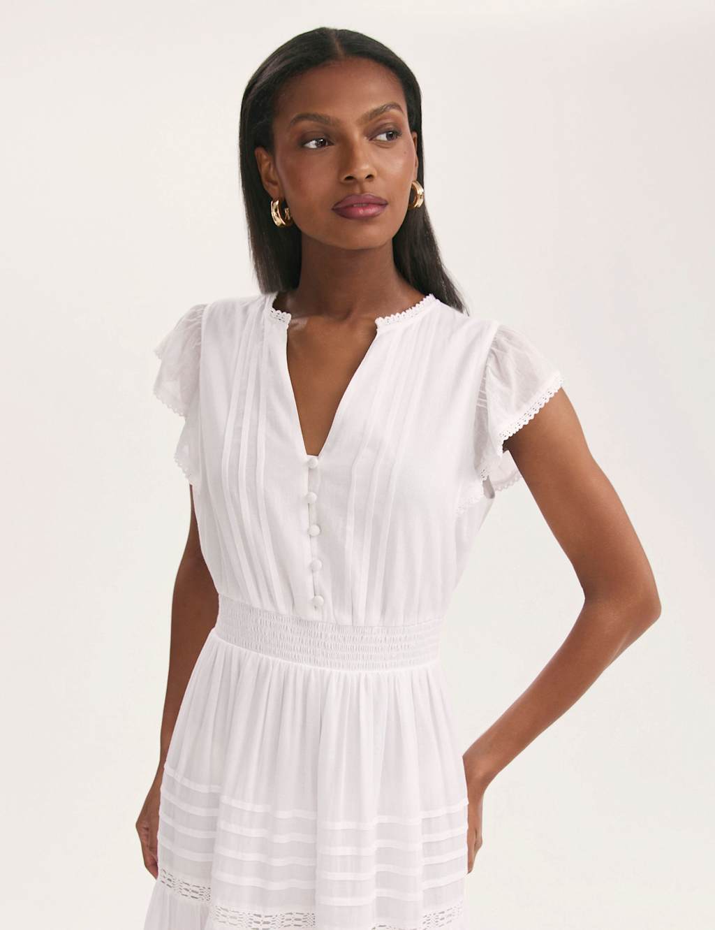 Pure Cotton Midi Tiered Dress 5 of 5