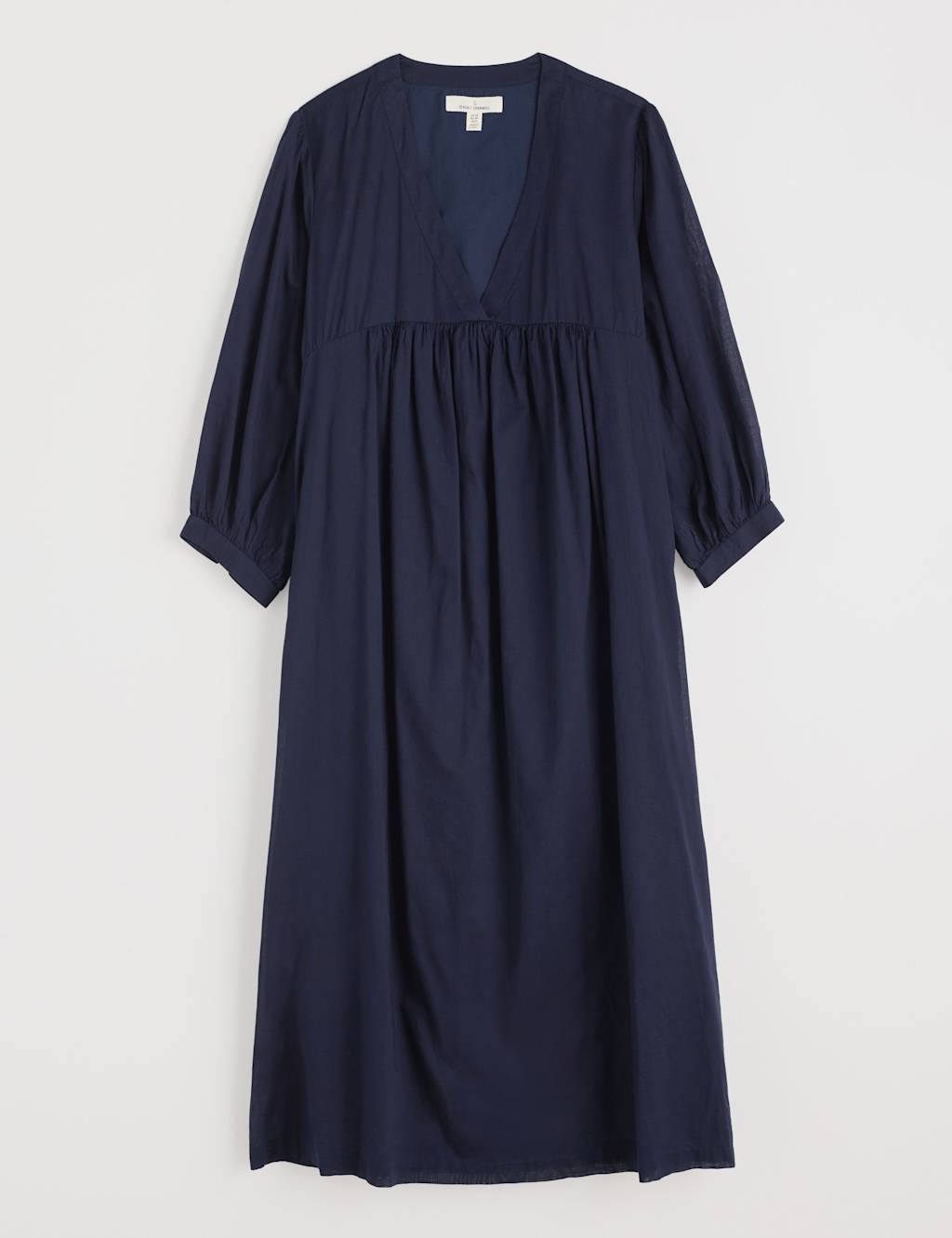 Pure Cotton V-Neck Empire Line Midi Waisted Dress 2 of 5