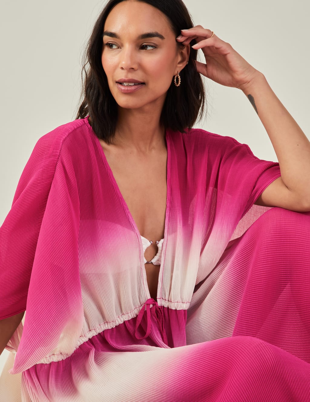 Tie Dye V-Neck Midaxi Kaftan Dress 3 of 4